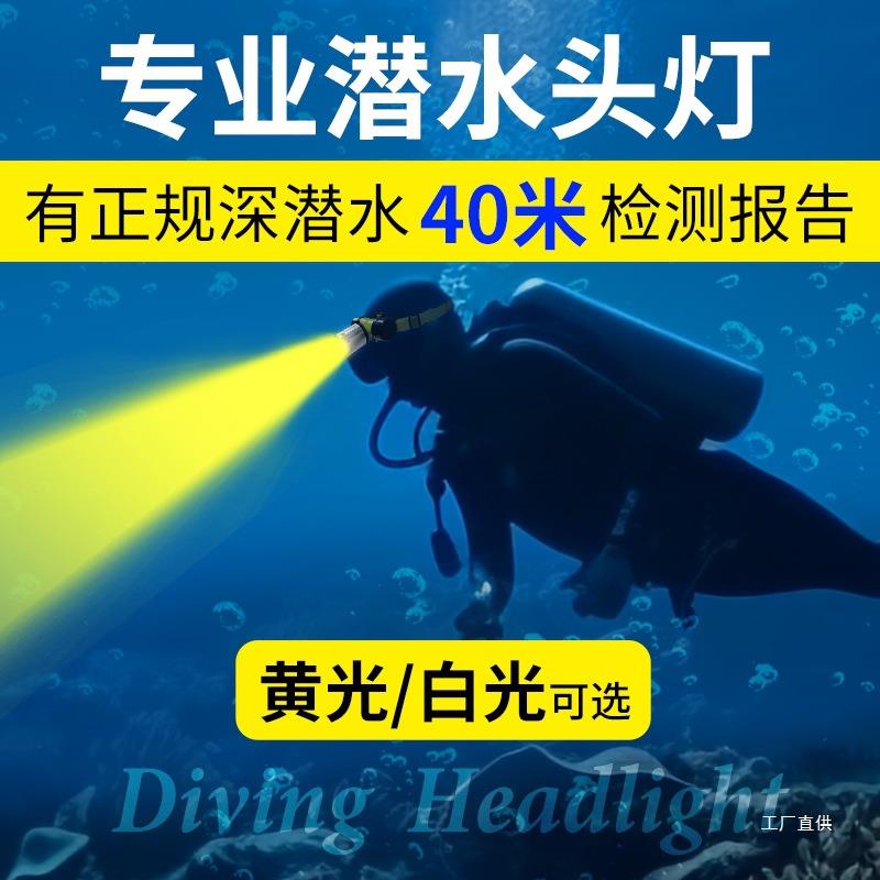 潜水头灯强光充电超亮超长续航头戴式专业防水赶海专用水下照明灯