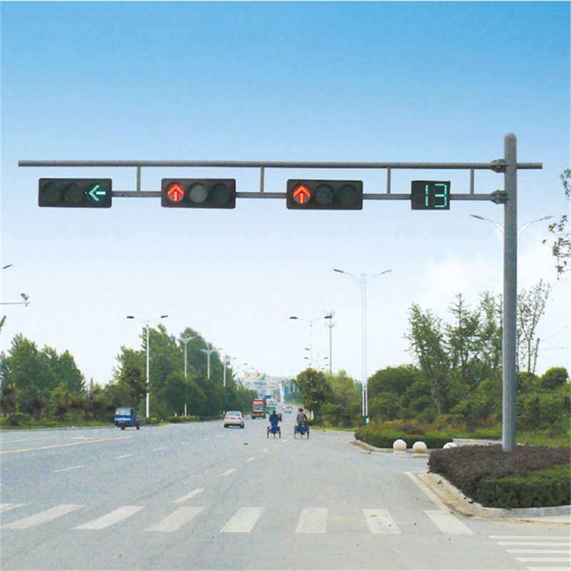 框架式交通信号指示杆LED灯信号灯高杆城市人行道十字路口指路牌