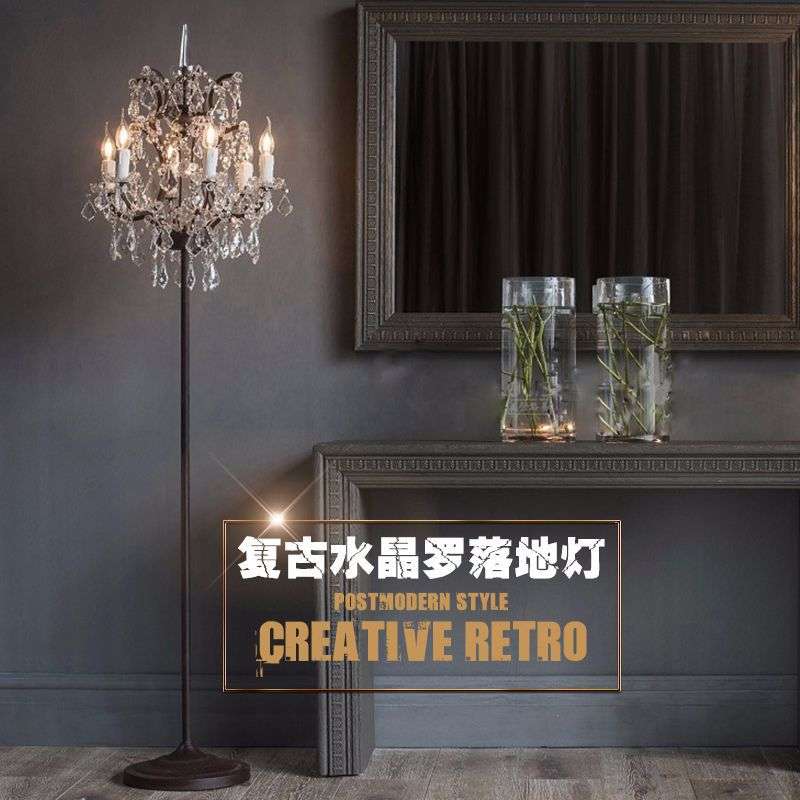 美式复古轻奢水晶台灯公主蜡烛头铁艺英伦客厅卧室婚房装饰床头灯