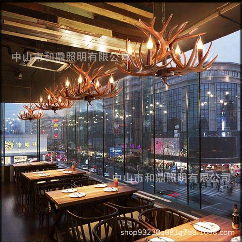 鹿角美式北欧客厅餐厅吧台复古灯具地中海酒吧创意工业风吊灯极简