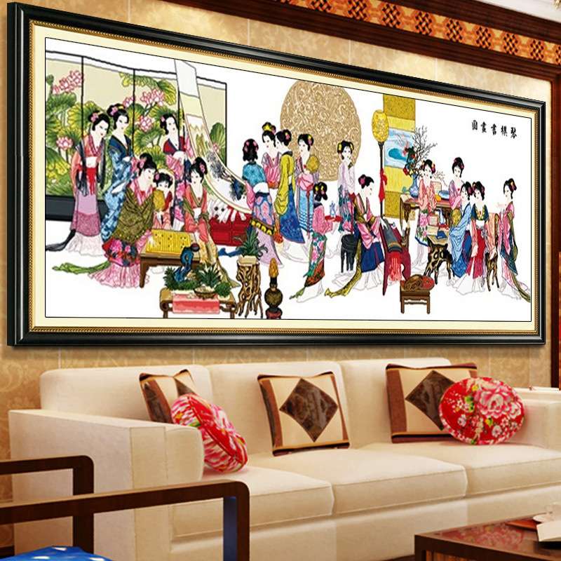 红楼群芳图十字绣十二金钗金叉琴棋书画红楼梦新款线绣客厅自己绣