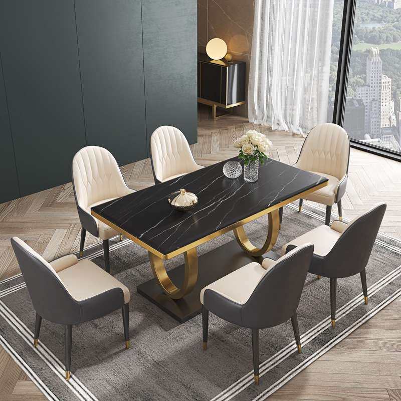 现代简约餐桌椅套装小户型轻奢创意不锈钢岩板面餐桌北欧家用饭桌,3C数码配件,USB灯,淘宝优惠券,粉丝福利购,淘宝优惠卷