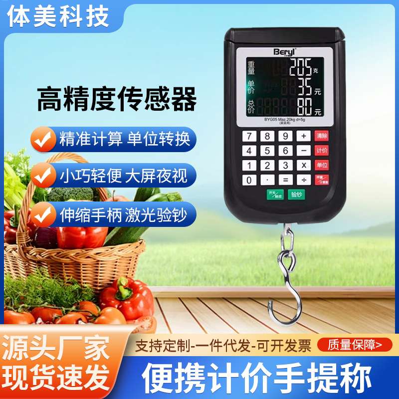 贝雅手提电子秤便携式验钞高精度家用弹簧秤快递称买菜小型手提秤