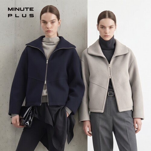MinutePlus100%绵羊毛拉链款女士毛呢大衣百搭时尚外套MP64WC02