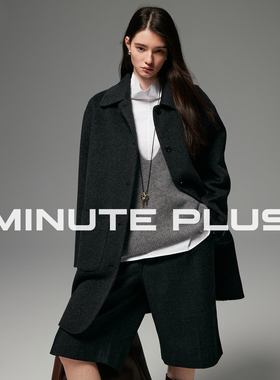 MinutePlus[Blazer]多口袋100%绵羊毛大衣中长款双色外套MP58WC09
