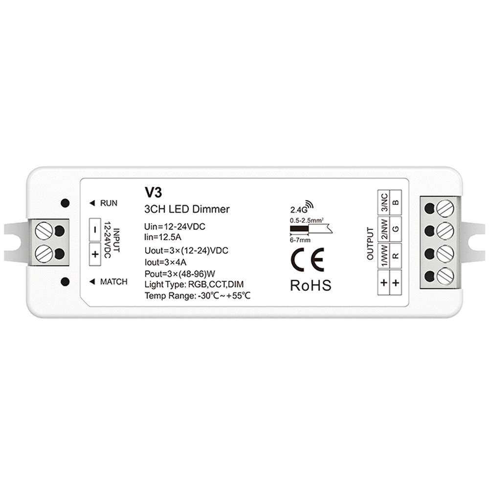 V3 12-24VDC 3CH*4A RGB/色温/调光三通道LED控制器 2.4G信号中继,玩具/童车/益智/积木/模型,遥控车升级件/零配件,淘宝优惠券,粉丝福利购,淘宝优惠卷