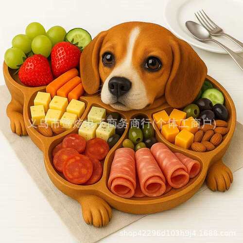 跨境新品Dog deli platter 狗狗主题水果拼盘木质工树脂小狗托盘