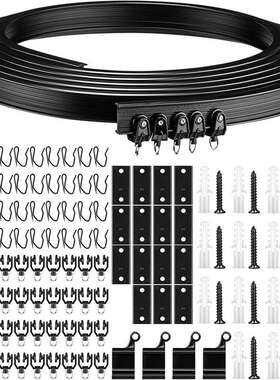 跨境 5米黑色弯轨尖钩套装 U型L型窗帘可弯曲轨道加厚轨道窗帘配