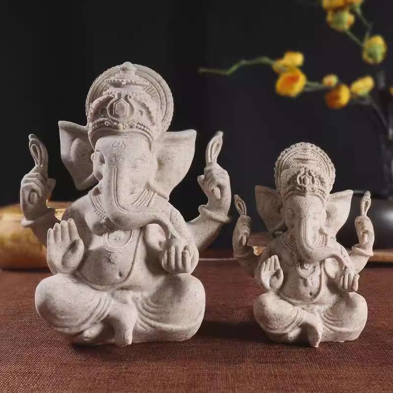 跨境代发泰式大号象鼻财神工艺品客厅玄关商业办公桌装饰家居砂岩