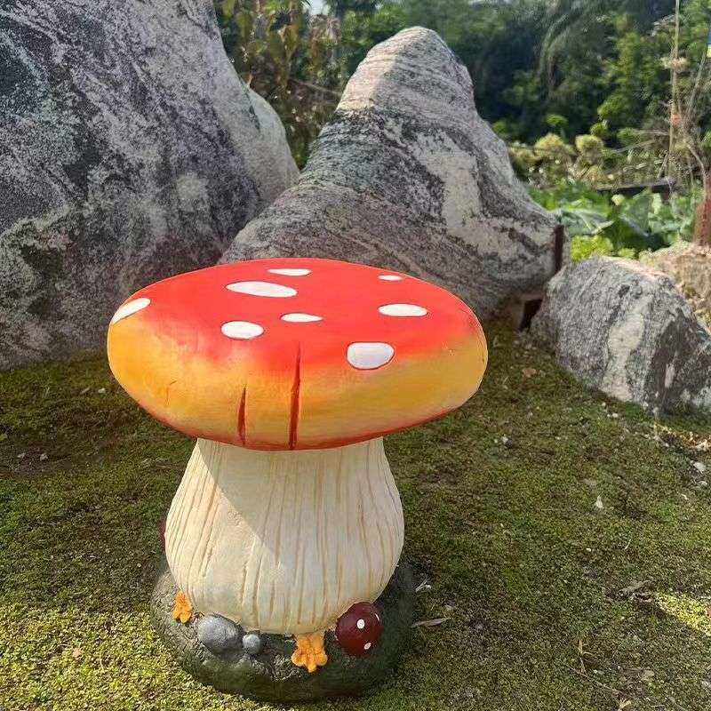 户外花园庭院树脂装饰摆件仿真蘑菇凳子公园别墅草坪景观工艺品