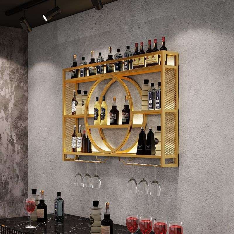 工业风铁艺酒柜展示架酒吧餐厅装饰吧台酒架铁艺壁挂式酒架置物架