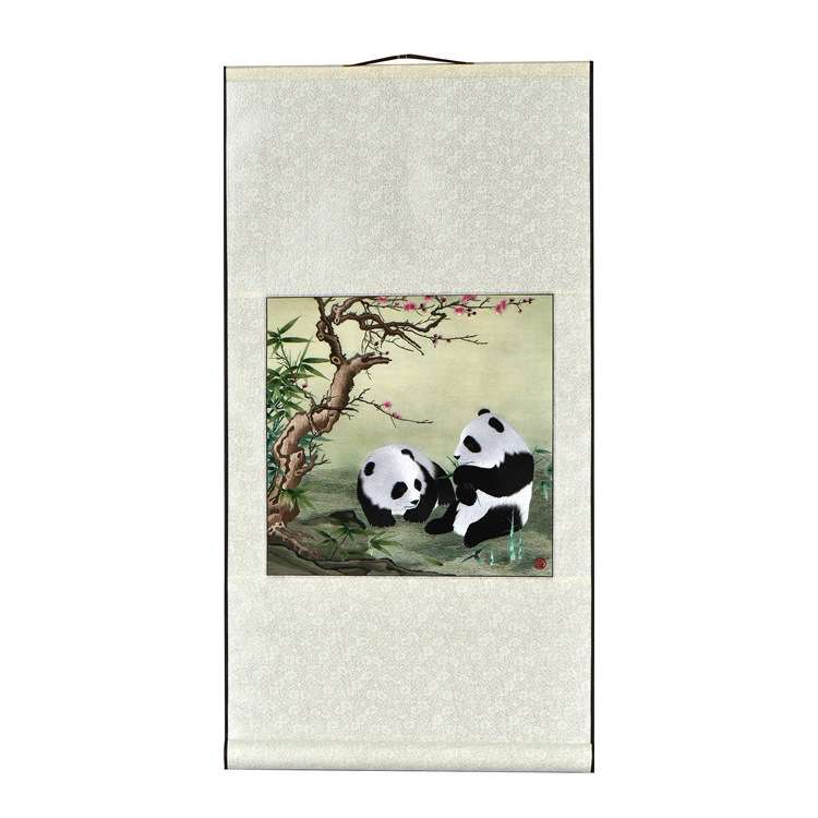 紫金湘绣 刺绣挂画手工绣花卷轴家居装饰画客厅走廊墙成品壁画