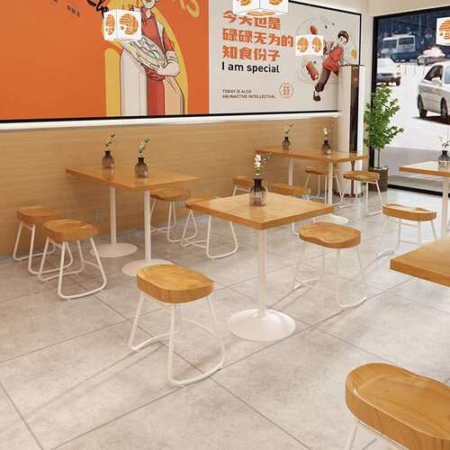 现代简约小吃店商用餐桌椅组合面馆餐厅实木桌椅