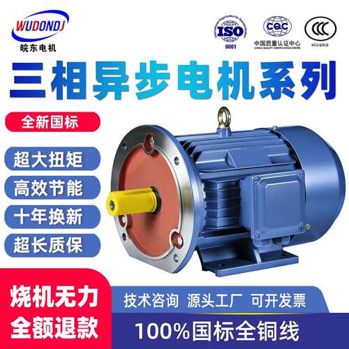 全铜电机0.55KW0.75/1.1/2.2/3/4/5.5/7.5千瓦三相异步电动机国标