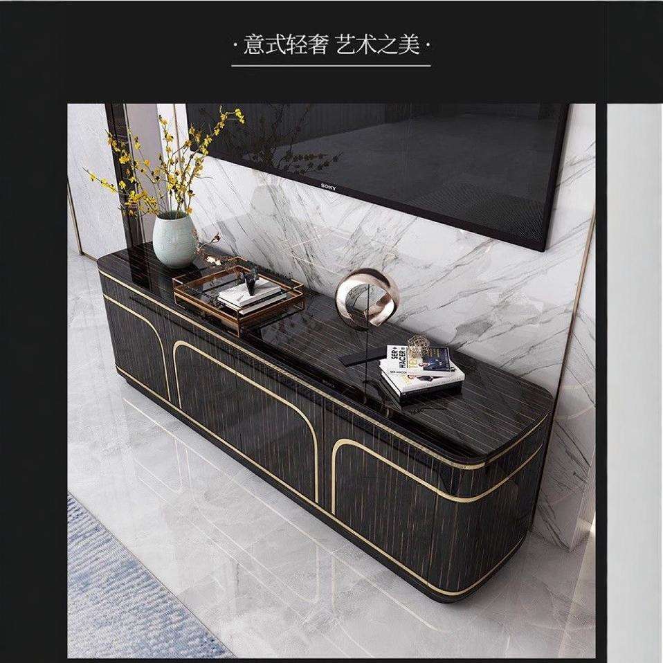 轻奢电视柜茶几组合后现代简约客厅高亮光钢琴烤漆意式电视柜地柜