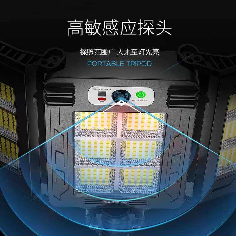 新款太阳能三面大号折叠路灯感应庭院壁灯遥控室地摊夜市灯照明灯