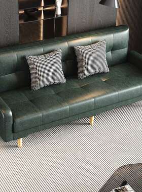 W7租房民宿三人位沙发懒革PU皮艺小户型折叠沙发床两用客厅公