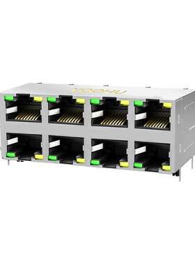rj45网口集成百兆带灯 2x4双层八口rj45母座 SYT24B083AB2A4D068