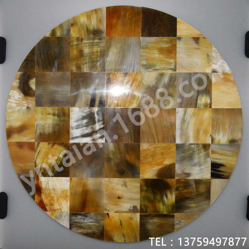 厂家供应圆形牛角桌面马赛克 牛角马赛克工艺品 黄牛角密拼马赛克