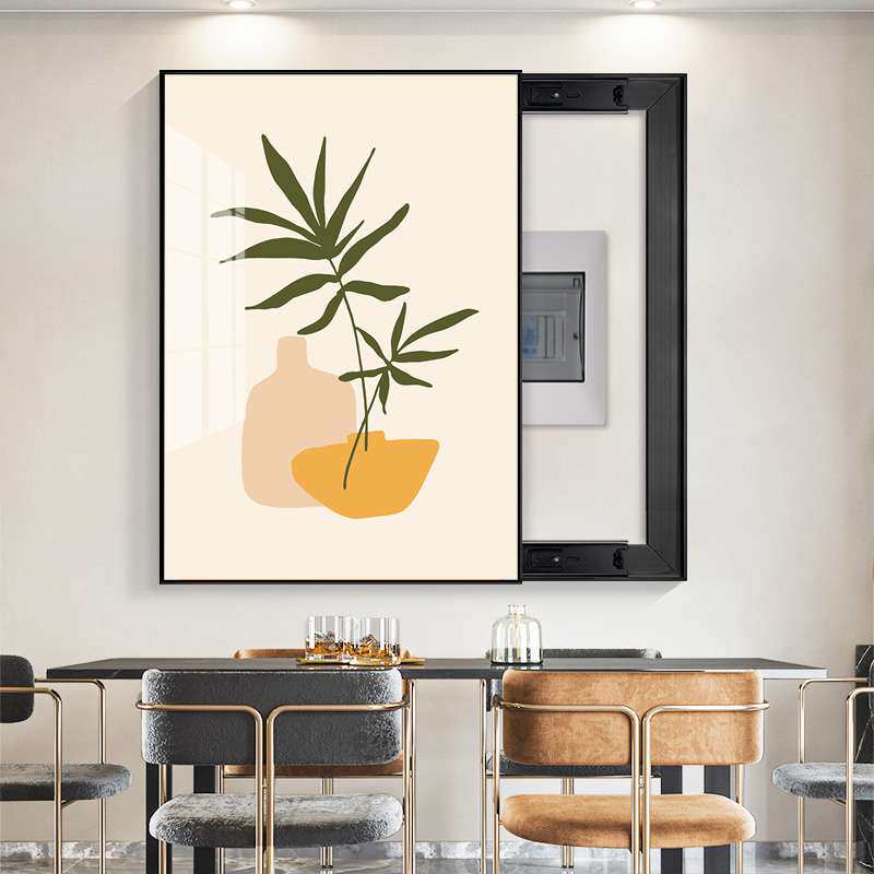 北欧电表箱装饰画免打孔竖款遮挡配电箱简约电闸盒强电箱开关电源