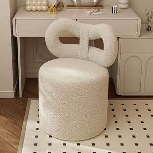 奶油网红化妆梳妆简约女生卧室椅子梳妆台家用靠背凳子圆凳