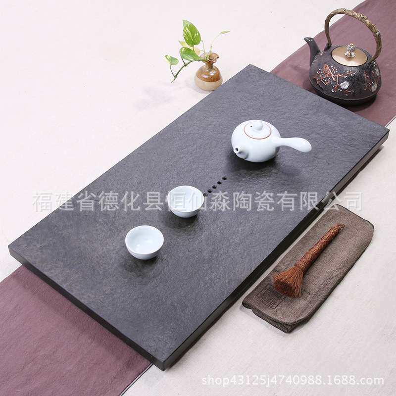 厂家直销乌金石茶盘大号单茶盘茶托盘 石制大茶台茶灶