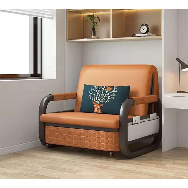 W7超纤皮质折叠沙发床多功能可折叠两用家用伸缩单人阳台办公储物