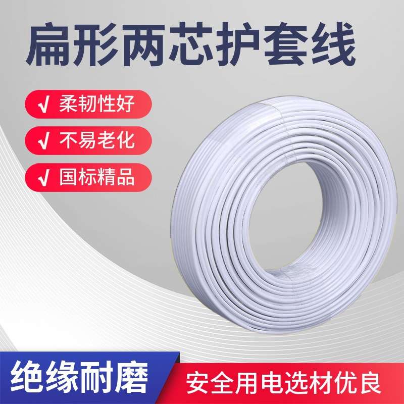 家用灯头照明线国标BVVB护套线铜芯绝缘阻燃电线电缆两芯单股硬线