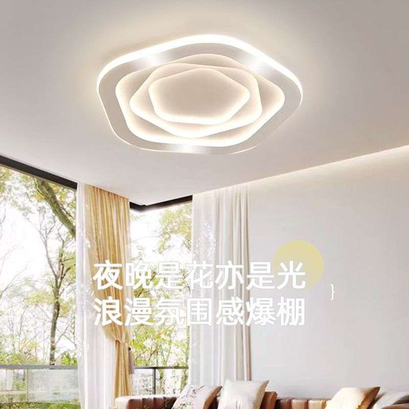 Led玫瑰花超薄客厅2025新款轻奢简约现代护眼主卧室吸顶灯房间灯