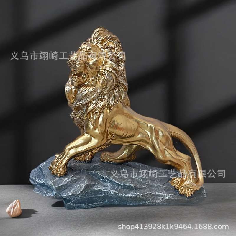 北欧树脂工艺品咆哮狮子摆件家居电视柜玄关办公室装饰品送礼佳品