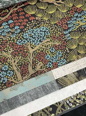 门幅280cm定宽仿真丝高精密松树淡绿色国风复古古典丝布提花面料