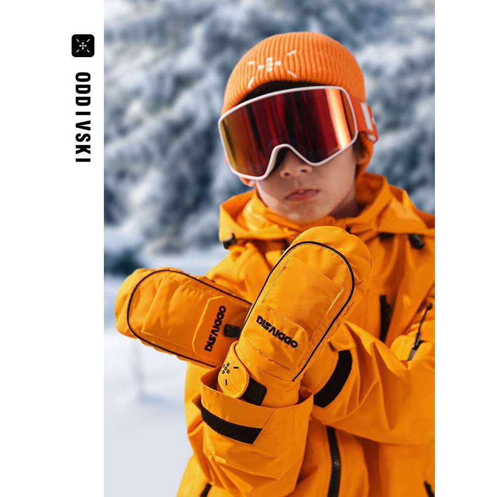 oddivski儿童滑雪手套内置护腕可触屏单板3L防水耐磨保暖闷指连指