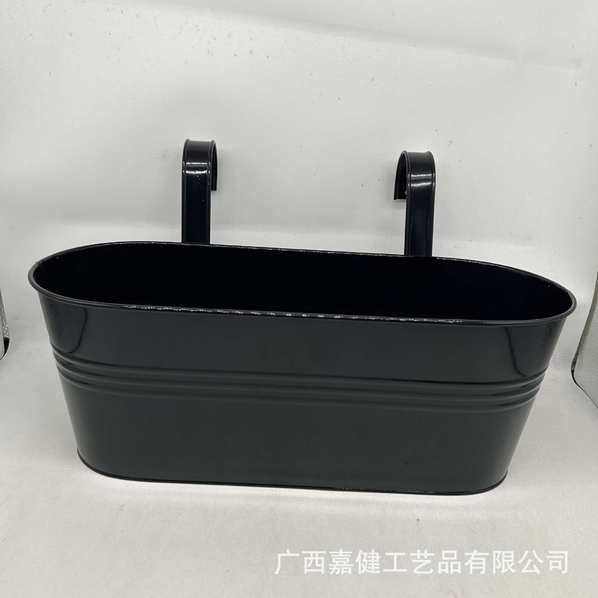 悬挂栏杆铁皮花盆可拆卸挂钩椭圆桶栏杆栅栏阳台花园跨境 直采