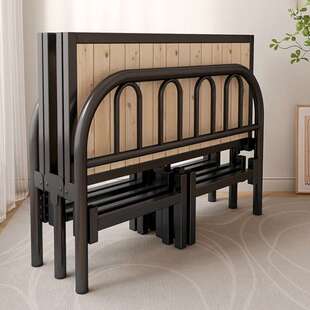 实木折叠床单人床成人家用1米2简易床出租房一米五加固硬板双人床