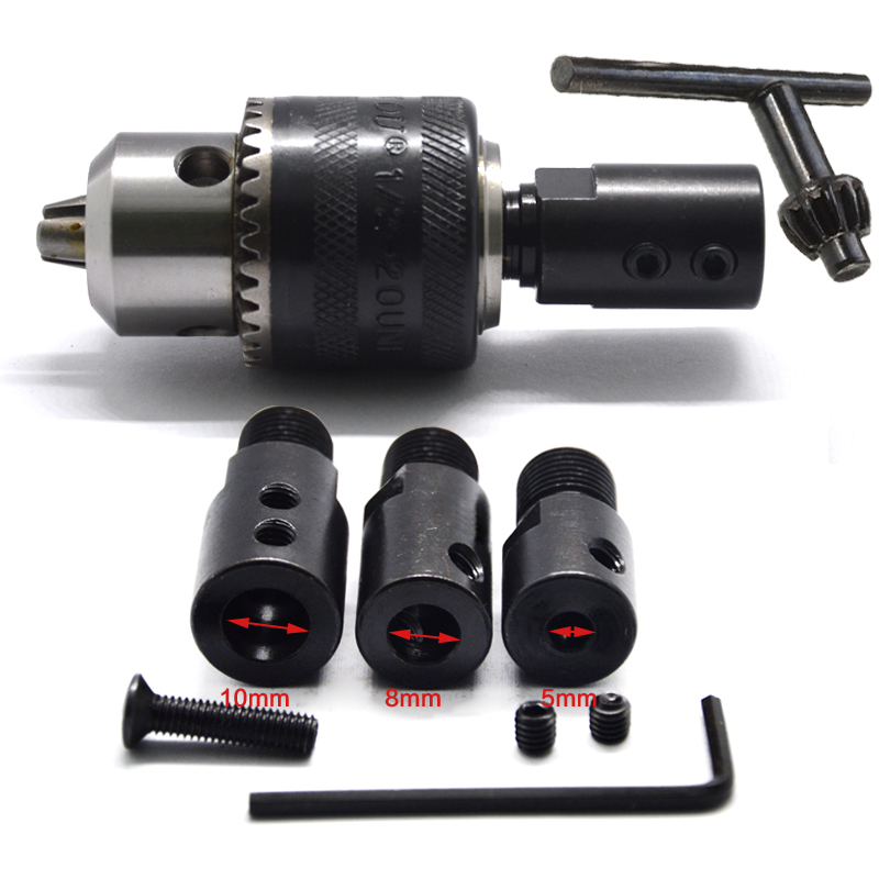 1/2-20UNF螺纹钻夹头 电钻接头气动扳手小风炮转换杆5/X8/10mm