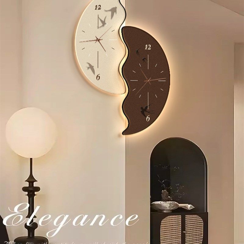 中古风钟表客f厅2024新款餐厅复古静音双面挂钟家用高档创意拐角