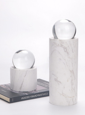 简约现代几何大理石摆件创意艺术书房电视K柜样板房间酒店软装饰