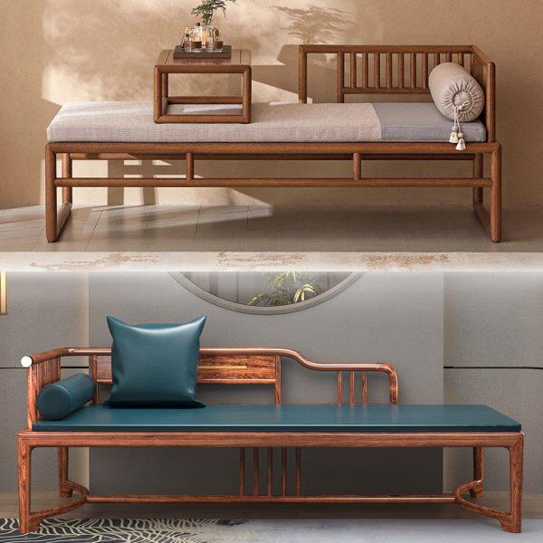 乌金木新中式卧室实木贵妃椅美人榻单独贵妃躺椅贵妃榻床太妃椅塌