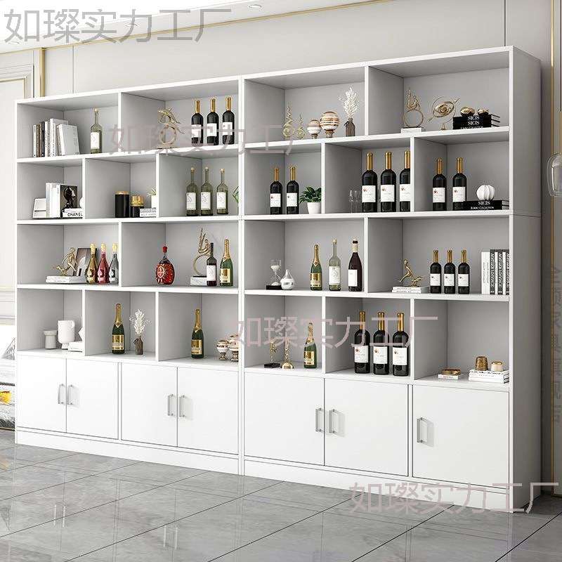 新款简约酒柜落地家用多层展示柜产品防尘陈列柜收纳储物柜酒架木