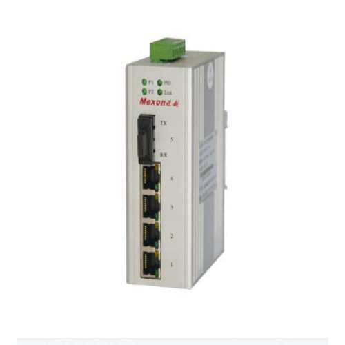 MeXon 原装MIE-1105 4FE+1F卡轨式百兆非网管工业以太网交换机