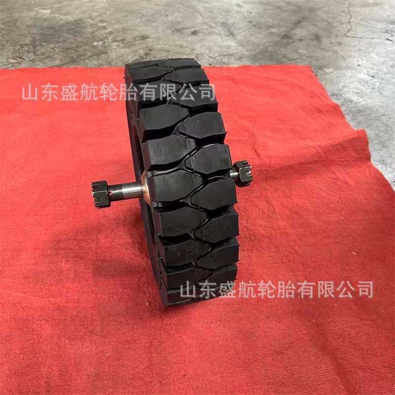电动叉车实心轮胎5.00-8升降平台车改装车两大块花纹轮胎可配钢圈