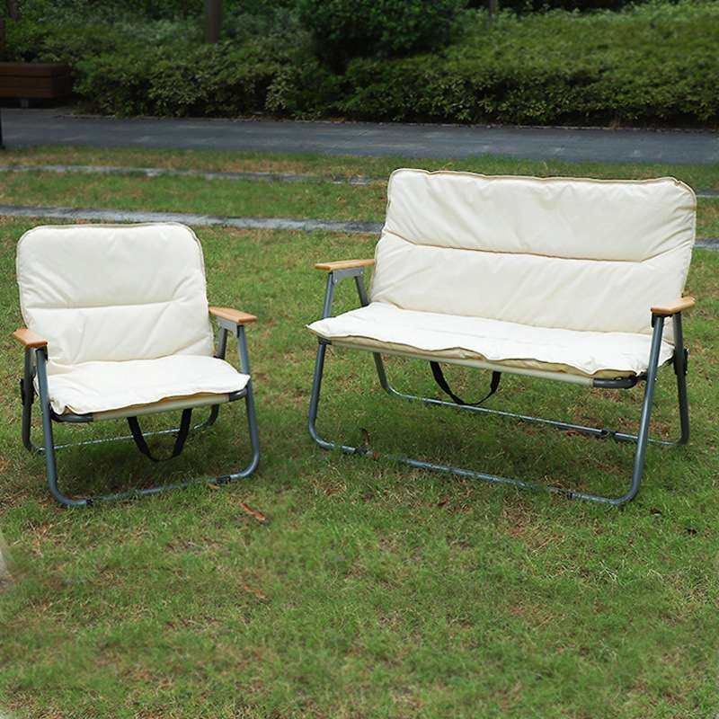 户外折叠椅双人露营家用营地沙发椅加厚坐垫躺椅情侣休闲克米特椅