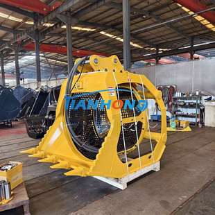 旋转式筛分斗筛分笼土石分离挖机滚筒筛分设备河道清理筛沙斗