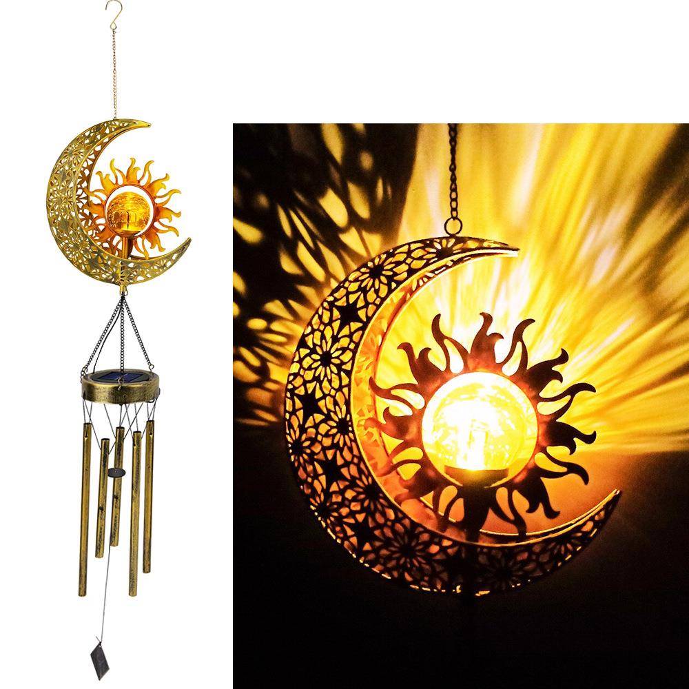 太阳能户外庭院灯花园阳台装饰防水月亮复古风铃挂灯景观吊灯挂件