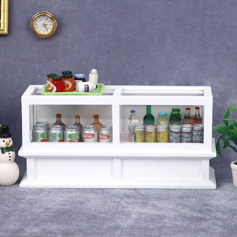 1:12娃娃屋dollhouse迷你家具商场商店微场景摆件白色柜子展示柜