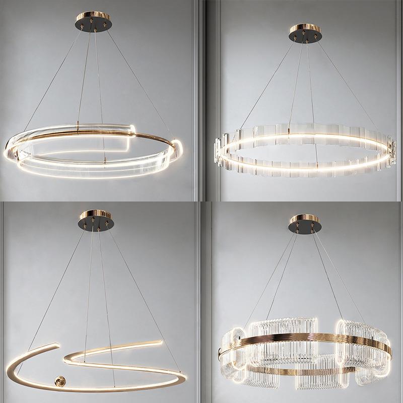意式极简样板房客厅LED圆环吊灯 轻奢创意餐厅卧室书房设计师灯