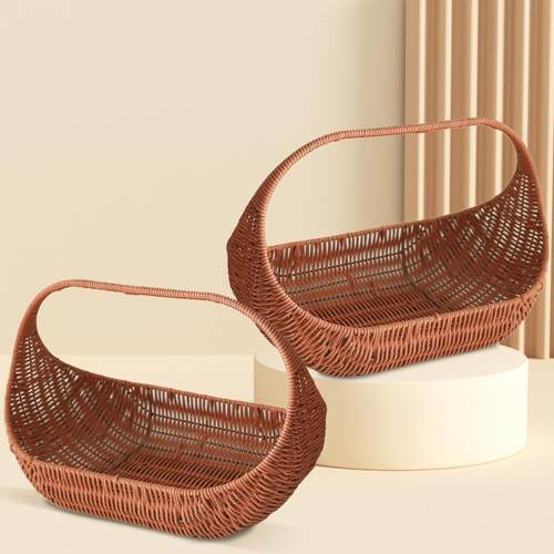 中秋节大号水果篮鲜花篮咖藤手工藤编创意时尚花篮花艺手提篮