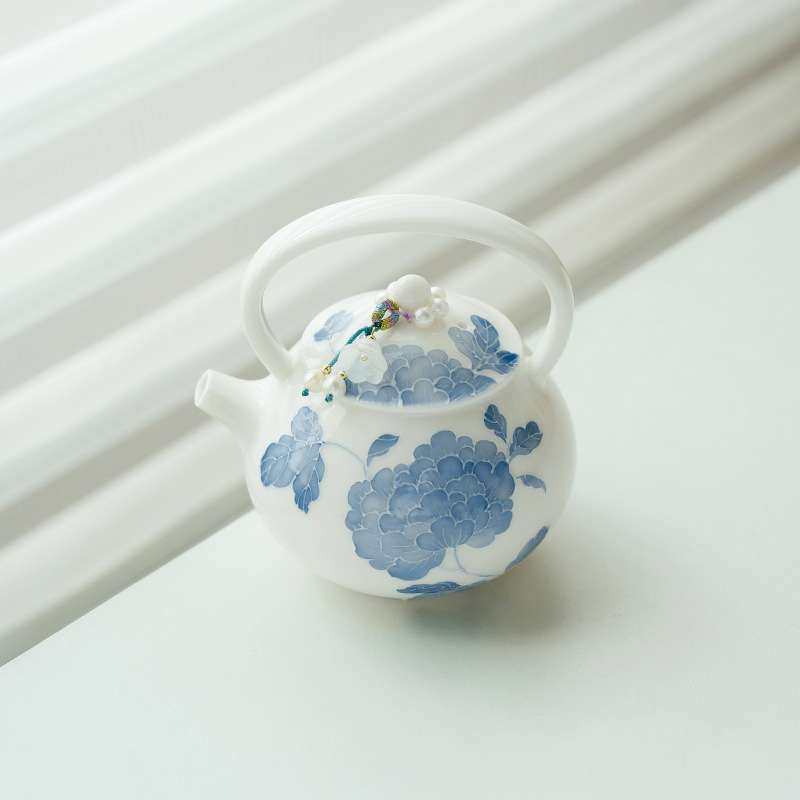 纯手绘花莲荷韵陶瓷提梁壶茶杯家用陶瓷女士一人专用茶壶单壶,电子元器件市场,其它元器件,淘宝优惠券,粉丝福利购,淘宝优惠卷