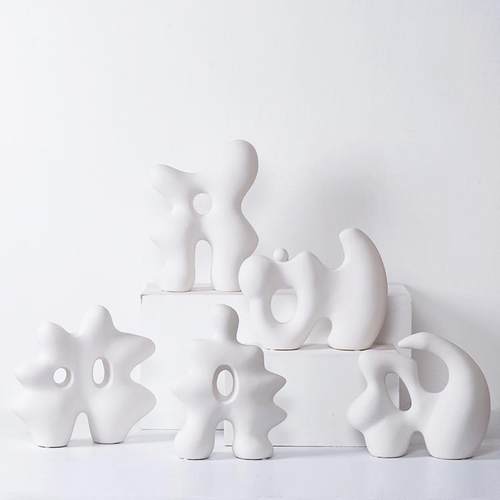 现代简约抽象艺术异型陶瓷雕塑客厅电视柜书柜几何摆件形状摆设