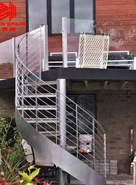 佛山厂家旋转楼梯跨境出口玻璃钢结构不锈钢踏板户外商场旋转楼梯